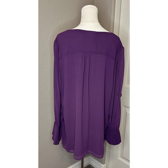 NWT Avenue Studio SZ 20 Flutter Cuff Ready For Work Wear Color Berry - Picture 2 of 11